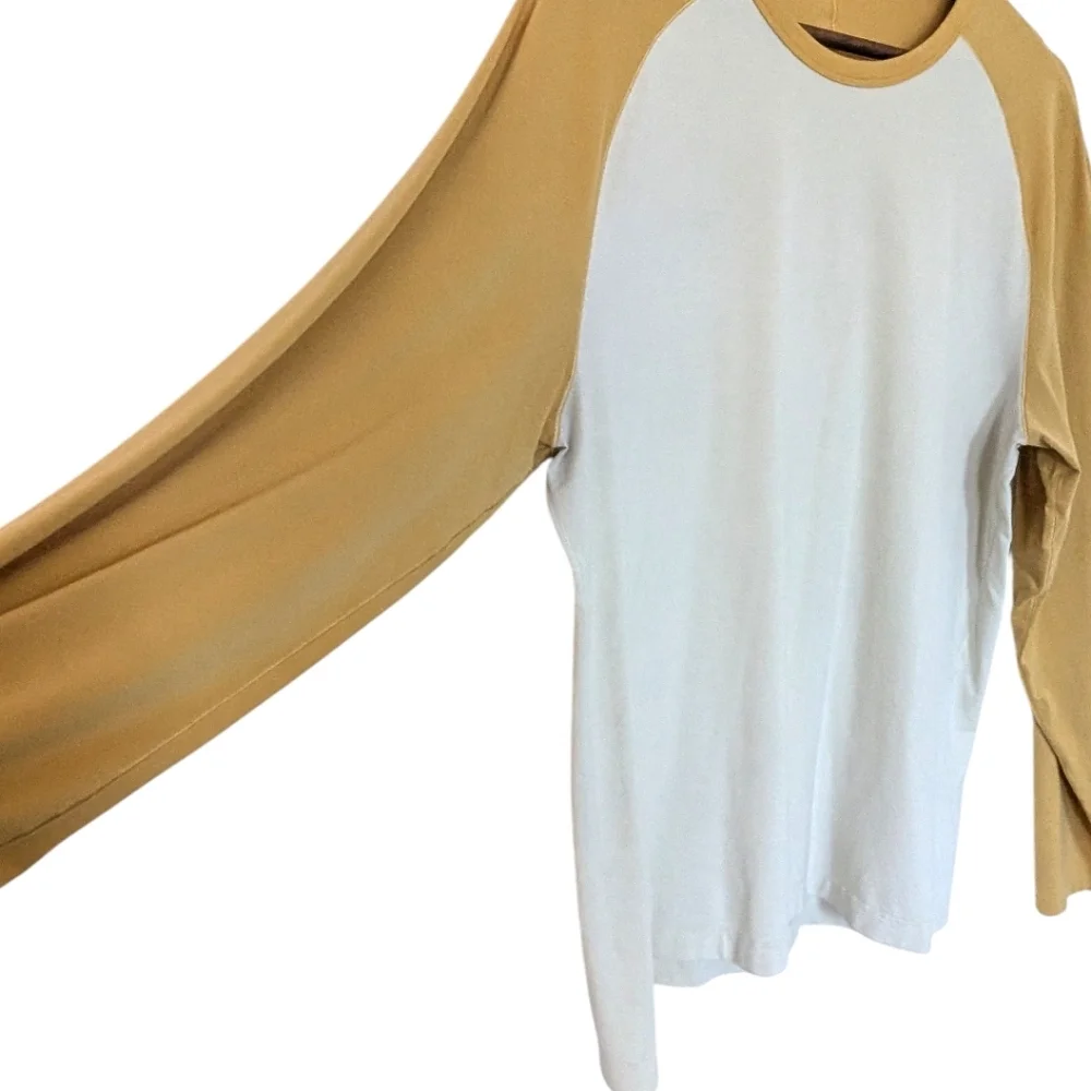 Lululemon Raglan Shirt Men Large Yellow White Long Sleeve - Picture 5 of 7